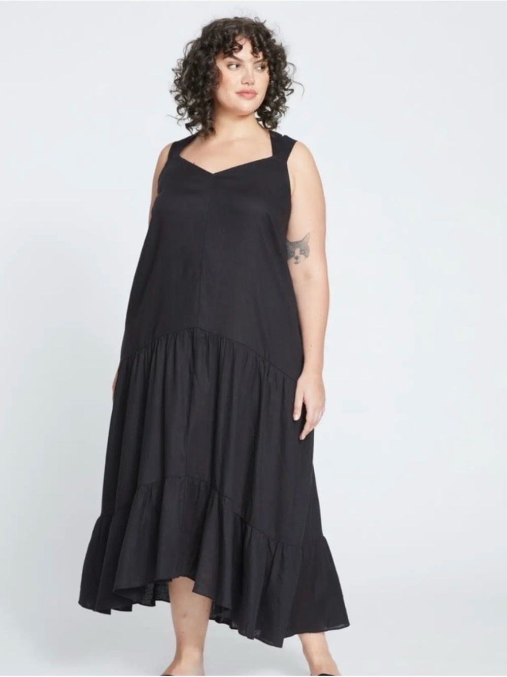 Universal Standard Black Linen Sleeveless Tank Maxi Dress NWT